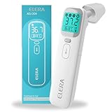ELERA Fieberthermometer Ohr, Fieberthermometer Kontaktlos mit Vier Messmodi und Vierfarbiger Temperaturanzeige, Stirnthermometer Baby mit 1 Sekunde Messzeit und 40 Speicherfunktionen