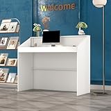 DEZAGCE Empfangstheke, Empfangstresen, Rezeptionstisch Empfangstresen, Rezeptionstheke Empfangstheken, Rezeptionstheken, MDF, 120 x 50 x 100 cm, weiß, Moderne Einfachheit