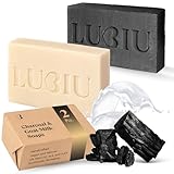 lubiu Naturseife Duo – Ziegenmilchseife & Schwarze Seife – Handgemachte Seife Stück (2x100g) – Seifen für alle Hauttyp – Gesichtsseife, Duschseife & Handseife - Seifenstück - Natural Soap Bar