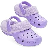 CityComfort Mädchen Clogs Kinder Hausschuhe, Warme Fleecefutter & Abnehmbaren Schuh Charms, Geschenke für Kinder Teenager (33 EU, Lila ohne Charms)