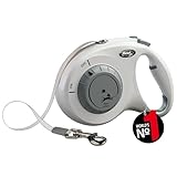 flexi® Select Gurt 7 m hellgrau, zwischen 0-7 m einstellbare Roll-Leine für Hunde bis 25 kg