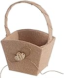 LATRAT Vintage Hochzeit Sackleinen hessischen Blumenmädchen Korb Herz aus Holz, Körbchen für Blumenkinder Blumenkörbe für Hochzeiten Hochzeit Blumenmädchen Korb Blumenkinderkörbchen