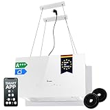 KKT KOLBE A+++ Dunstabzugshaube 60 cm 764 cbm/h Umluft | 9 Stufen | Smart WLAN WiFi App | Inselhaube freihängend | Deckenmontage | Weiß | Glas | LED-Beleuchtung | Nachlaufautomatik | CUBE60FW