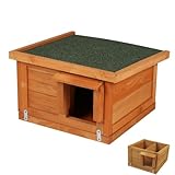 HIXA Igelhaus - für Draußen - Wasserdicht - Igelhäuser - Holz - 2 Zimmer - 36x24cm