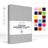 Jacobson Premium FROTTEE Spannbettlaken Spannbetttuch Bettlaken Baumwolle ca. 200g/m² (90x200cm - 100x200cm, Grau)