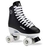 ATTABO Serena Damen Rollschuhe in Eco Leder, ABEC-3 Lager, PP Rahmen und Aluminium Kufe, 54×32 mm PU 82A Räder, TPU Bremse, Klassische Schnürung, Sicher und Stylisch Größe 36 (Schwarz, 41)