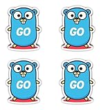 Aufkleber: 75 mm, 4 Stück - Go Gopher Nerd Sticker groß für Programmierer Laptop PC