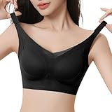 bh ohne bügel starker halt, Bh Damen Ohne Bügel Push Up Bequemer Seamless Damen-Bhs Bhs Vollständiger Elegant Bügellos Bustier Bra Sportunterwäsche Nahtloser Starker Halt Bralette Sportbh,Schwarz,M