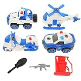 LALADEFIEE Polizeiauto Set für DIY Polizei Fahrzeug Set aus Hautfreundlichem Material Rollfähig Fördert Kognitive Entwicklung Geschenk für Jungen und Mädchen