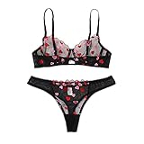 BH Damen Ohne Bügel 2030F BH Bra Lingerias Polyester-Stickerei Indoor- Transparente Dessous Sexy Damen (Black, M)