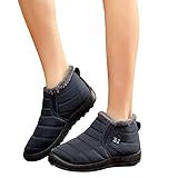 Winterschuhe Damen Gefüttert - Ankle Boots Fleece Kurzschaft-Boots Wasserdicht Schneestiefel Knöchelhoch Winterstiefel Flach Rutschfest Winterboots Rundzehe Damenstiefel Stiefeletten