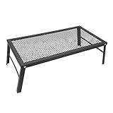 Klappbarer Lagerfeuergrill, robuster tragbarer Lagerfeuer-Kochständer aus Eisen, stabile Schweißkonstruktion mit genieteter Tischplatte und Erosion für Grillen im Freien, Picn