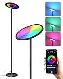 GOEBLESON RGB Stehlampe mit APP- und Sprachsteuerung, Kompatibel mit Alexa, Musik Sync, Smarte LED Stehleuchte Schwarz, 10-100% Dimmbare WLAN Standleuchte für Wohnzimmer ZB18LDD05