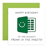 Geburtstagskarte für den ultimativen Geek – 'Freak In The Sheets' – Geschenke für Büromitarbeiter, Kollegen, Partner, Arbeitskumpel, Freund – Excel-Witze, mit lustigen Aufklebern