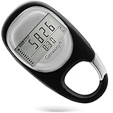 3D Schrittzähler mit Clip, Gzvxuny Einfacher Walking Schrittzähler mit Großer LCD-Anzeige, Verfolgen Sie Schritte Kilometer und verbrannte Kalorien für Männer, Frauen (Schwarz)