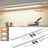 Unterbauleuchte Küche LED Dimmbar, 2 Stück 41cm Unterschrank Beleuchtung Küche mit Berührungsloser Sensor,3 Farbtemperatur Küchenlicht, Ultra Dünn Hell Lichtleiste für Schrank,Regale,Werkbank, 700LM