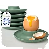 idea-station NEO Eierbecher Set aus Plastik 6 Stück - grün-grau matt - bruchsichere Camping Eierhalter aus Kunststoff - mit praktischer Ablage und Überlaufschutz