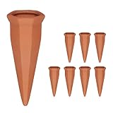 Relaxdays Tonkegel Bewässerung, Gießkegel 8er Set, für 1,5 L PET-Flaschen, Zimmerpflanzen & Balkonkästen, terrakotta