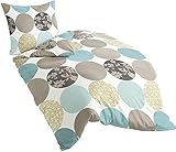 Bierbaum, Mako-Satin-Bettwäsche , Designed in Germany, 6383 türkis 02, 135x200 cm + 80x80 cm