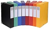 Exacompta 19500H 10er Pack Premium Sammelboxen mit Gummizug 50 mm breit aus extra starkem Colorspan-Karton mit Rückenschild für DIN A4 Archivbox Heftbox Dokumentenbox Zeichenbox farbig sortiert