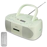 MEDION E65010 Stereoradio (CD-Player, Kassette, USB Anschluss, AUX Audioeingang, MP3-Widergabe. UKW PLL Radio,40 Senderspeicher, Batteriebetrieb, Fernbedienung) grün