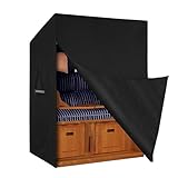Dokon Strandkorb Schutzhülle mit Belüftungsöffnungen, Strandkorbhülle Wasserdicht Winterfest Wetterfest UV Beständiges Robustes Oxford-Gewebe Abdeckung für Strandkorb (135x105x175/140cm) - Schwarz