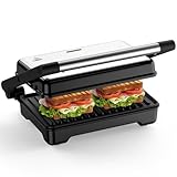 OSTBA Kontaktgrill, Sandwich Toaster & Panini Grill, 1200 W Sandwich Maker met XXL-Antihaftplatten, Kontrollleuchten, Cool-Touch-Griff, Leicht zu Reinigen, 2-Scheiben