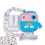Klickidoo Einhorn - Multifunktionale Kinderkamera - Sofortbildkamera - Digitale Kamera - Selfie-Funktion, 36 Filterrahmen, Sticker, Video, Bluetooth & Gratis-App, inkl. 3 Rollen Fotopapier ab 3 Jahre