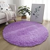 Mozzeilee Runde Badematte, Plüsch, maschinenwaschbar, für Badezimmer, Dusche, Boden-Teppich für die Badewanne, extra weich, saugfähig, flauschige Fußmatte für Flur, Wohnzimmer, Schlafzimmer (lila, 60