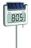TFA Dostmann AVENUE PLUS Digitales Gartenthermometer mit Solarbeleuchtung Silber, (L) 175 x (B) 38 x (H) 1145 mm