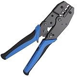 GJ707 Crimpzange, Exyvox Kabelschuhzange mit Ratschenfunktion, für 0,50-6,00 mm² Isolierte Kabelschuh, Presszange, Quetschverbinder Zange,Blau