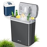 Juskys elektrische Kühlbox 24 Liter 12 V / 230 V für Auto, LKW, Reisemobil, Camping - Mini Kühlschrank kalt & warm - thermoelektrische Box - Grau