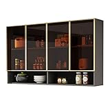 Schwebender Küchenschrank mit gehärtetem Glas, Wandmontage, Bücherregal für Garage oder Waschküche, Aufbewahrung, 120 x 30 x 80 cm