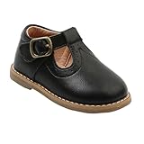 LALADEFIEE Mädchen Prewalker Schuhe Weiche Pu Leder Sohle Frühling Herbst Lauflernschuhe Britischer Stil Atmungsaktive Kleinkindschuhe Schwarz