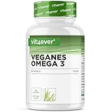 Omega 3 Vegan - 90 Algenöl Kapseln - Markenrohstoff: life's™ OMEGA mit DHA & EPA aus Algenöl in Triglycerid-Form - Laborgeprüft - Schadstoffarm - Extra hochdosiert
