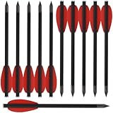 HUNTSPM 6,3' Carbon Schwere Pistole Armbrust Bolzen Pfeile,Mini Armbrustbolzen Carbon Armbrustpfeile Jagdpfeile mit scharfen Stahlspitzen für 50-110lbs Pistolenarmbrust Jagdziel Praxis (12pcs Red)