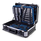 Scheppach TB225 Aluminium Werkzeugkoffer gefüllt 235-tlg Werkzeug Set | Werkstattkoffer bestückt mit Schraubenschlüssel, Hammer, Zange, Schraubenzieher, Werkzeugkiste für Werkstatt und Haushalt