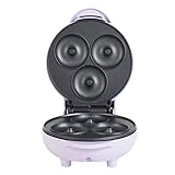 Petra PT4698PPVDEEU7 Elektrisch Mini Donut-Maschine, 550W, Kompakter Donut Maker Maschine für 3 Mini-Donuts, veganen, Frühstücks,Eiscreme-Donuts, Antihaft mini gugelhupf maker, pastellviolett