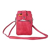 XNCVBD Telefonschutz Diagonaler Handy-Handtasche, Handtasche mit verstellbarem Gurt, Frauen-Geldbeutel Crossbody-Tasche, Leder-Schulter-Telefon-Beutel Telefonzubehör(Magenta)