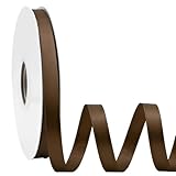 Braunes Satinband, doppelseitiges Polyester-Satinband, ideal für Geschenkverpackungen, Bastelarbeiten, Einladungen, Hochzeiten, Blumensträuße, Nähen, 45,7 m