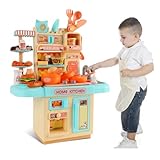 Kinderküchenspielzeug, Kinderspielküchen mit Realistischen Lichtern und Geräuschen, Kinderküchenset mit Simulation von Sprühfunktionen, Spielzeugküchenzubehör für Kleinkinder