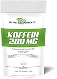 Koffeintabletten 200 mg Pillen Exclusiv nur EINE pro Tag + Superfood für Erwachsene - Koffein Tabletten hochdosierte + vegane Coffein Komplex Tabletten (240Stück SUPER Rabatt)