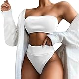 Dessous Rot Tankini 2 Piece Normal Swimsuit Backless 2 Piece Printing Adjustable Print Color Padded Strap Spitze Rot (White, M)