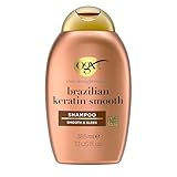 OGX Brazilian Keratin Smooth Shampoo 385 ml, glättendes Haarshampoo mit Keratin, brasilianischem Kokosnussöl, Avocadoöl und Kakaobutter, ohne Sulfate