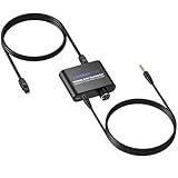 CAMWAY DA Wandler, 192KHz Digital zu Analog Audio Wandler, SPDIF Optisch zu 3,5mm Adapter mit 1M optischem Kabel+1M 3.5mm Audio Kable DAC Konverter mit Lautstärkeregler für TV DVD Blu-ray Xbox PS3 PS4