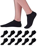 Niorasen Sneaker Socken Herren Damen, 10 Paar Baumwolle Kurze Sneakersocken Halbsocken, Schwarz 39-42