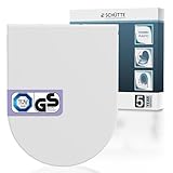 D-Form WC-Sitz mit Absenkautomatik TÜV-geprüft | Abnehmbarer Klodeckel aus bruchsicherem Material | Einfache DIY Montage durch Montageschablone | Toilettendeckel und Brille bis 500 kg belastbar | Weiß