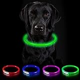 Nepfaivy Leuchthalsband für Hund USB Aufladbar - Leuchtendes Hundehalsband Wasserdicht mit 3 Beleuchtungsmodi, Längenverstellbareres LED Halsband für Große, Mittlere und Kleine Hunde (Grün)