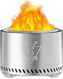 Generic Rauchfreie Feuerstelle 19 Zoll, Tragbare Kamine für Camping auf der Terrasse im Freien, Feuerstelle aus Edelstahl 304 mit Abnehmbarer Aschepfanne, Ständer und Reisetasche (Sliver)