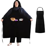 FHUZRE Kochschürze Herren Damen Übergröße, Verstellbare Schürze Unisex Schwarz Groß Grillschürze für Männer, Professionell Küchenschürze Schwarze Große Größen Schürzen Frauen Kochschürzen 2 Taschen